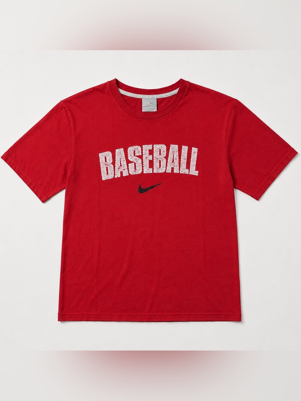 Nike Baseball Shirt Men’s XXL Red With Black Center Swoosh Y2K Short Sleeve
